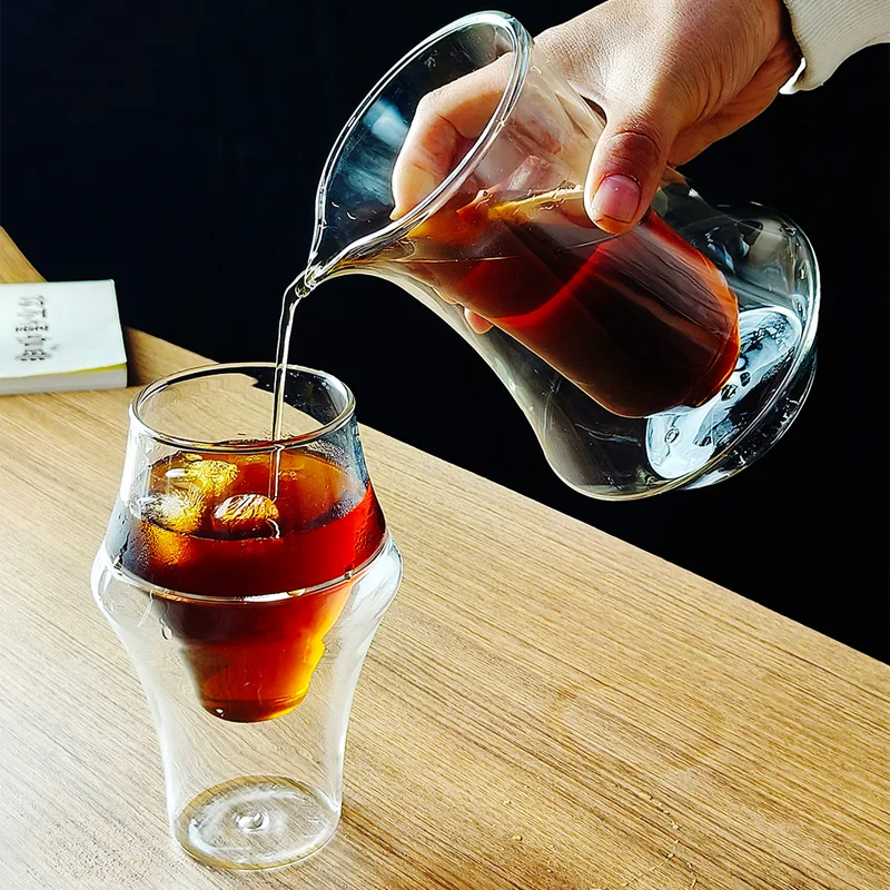 Espresso Cup Saucer - แก้วกาแฟเอสเปรสโซแบบสองชั้น แก้วใส ทนความร้อนสูง แก้วชา ลาเต้ แก้วไวน์