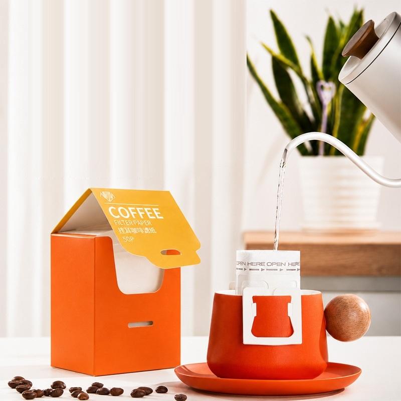 Coffee Tea Brew - 【M】25/50 ชิ้น ฟิลเตอร์กาแฟแบบแขวนหูใช้แล้วทิ้ง เกรดอาหาร อุปกรณ์ชงชาและเอสเพรสโซแบบพกพา สำหรับใช้ในบ้าน