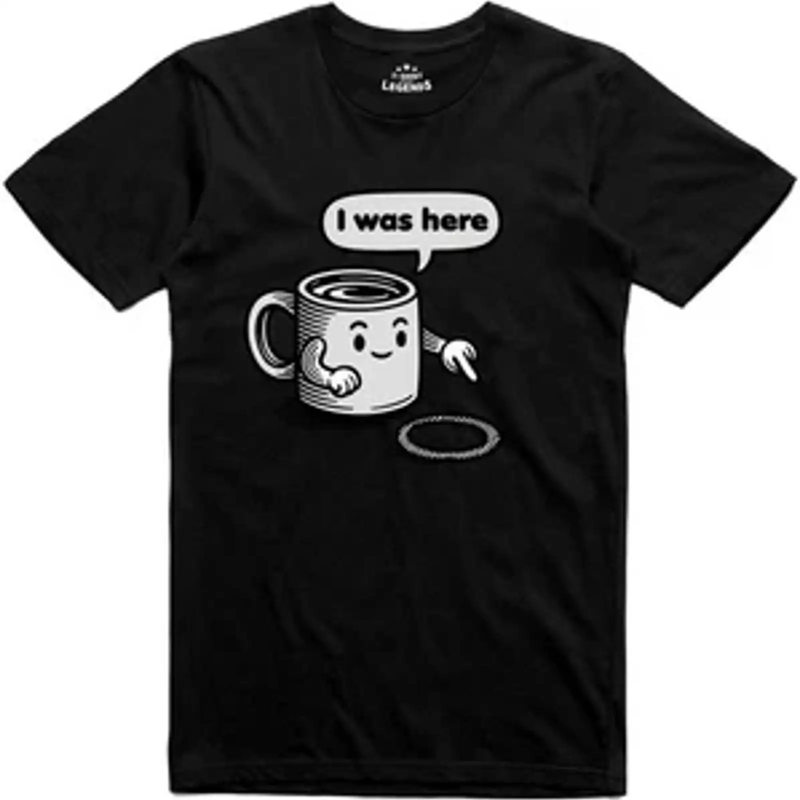 Coffee Tea Knits - เสื้อยืดผู้ชายลายตลก กาแฟ ชา รอยแหวน ดีไซน์เก๋ ผ้าฝ้ายสีดำ