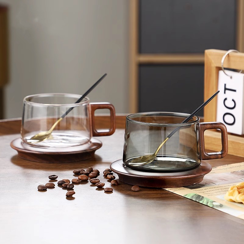 Espresso Cup Saucer - ไม้จับแก้วกาแฟช้อน 200ml แก้วถ้วยกาแฟ Coaster บ้านนม Teacup