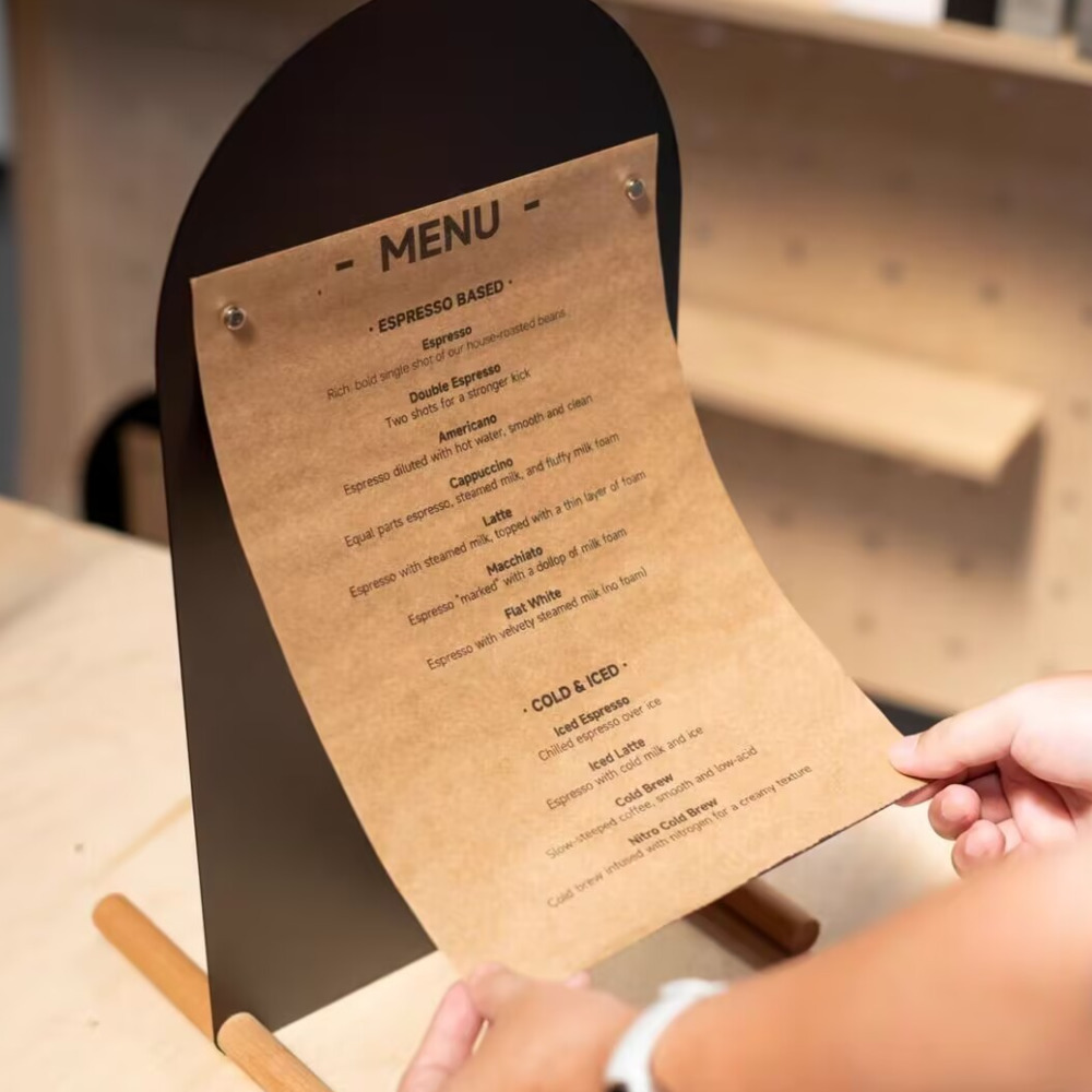 Coffee Tea Menu - ขาตั้งเมนูโลหะ A4 สำหรับเขียนด้วยมือ 1 ชิ้น -