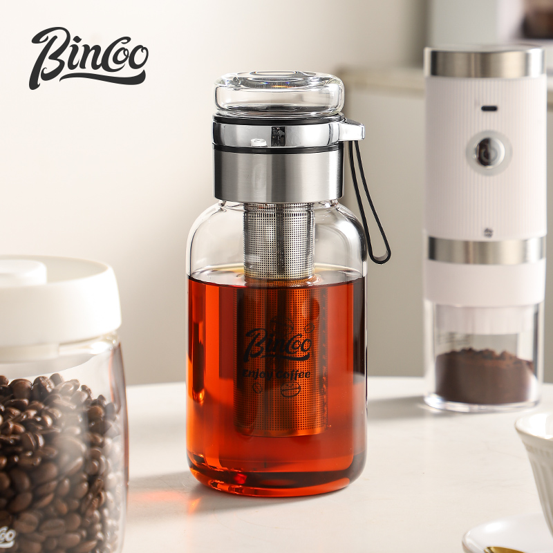 Coffee And Tea Filter - Bincoo ถ้วยกาแฟโปร่งใสสแตนเลสยาวกรองเย็นสกัดถ้วยแก้วแช่เย็นหม้อสํานักงาน 500ml น้ํา