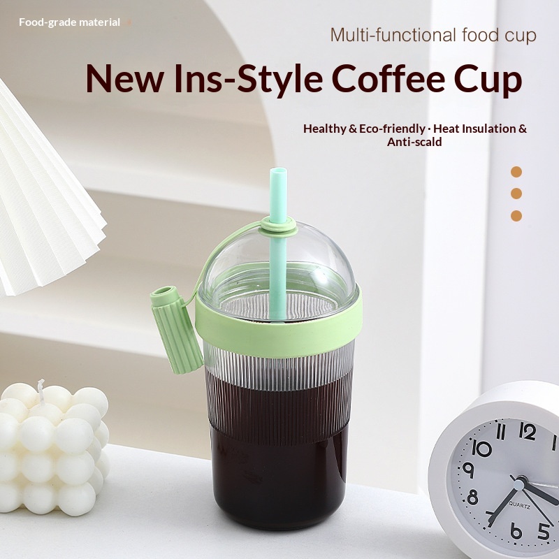 Coffee Jelly Tea - แก้วกาแฟแบบพกพา แก้วหลอดดูดความจุขนาดใหญ่ แก้วน้ำแบบพกพาสำหรับกิจกรรมกลางแจ้ง แก้วชานม แก้วน้ำผลไม้ แก้วเยลลี่
