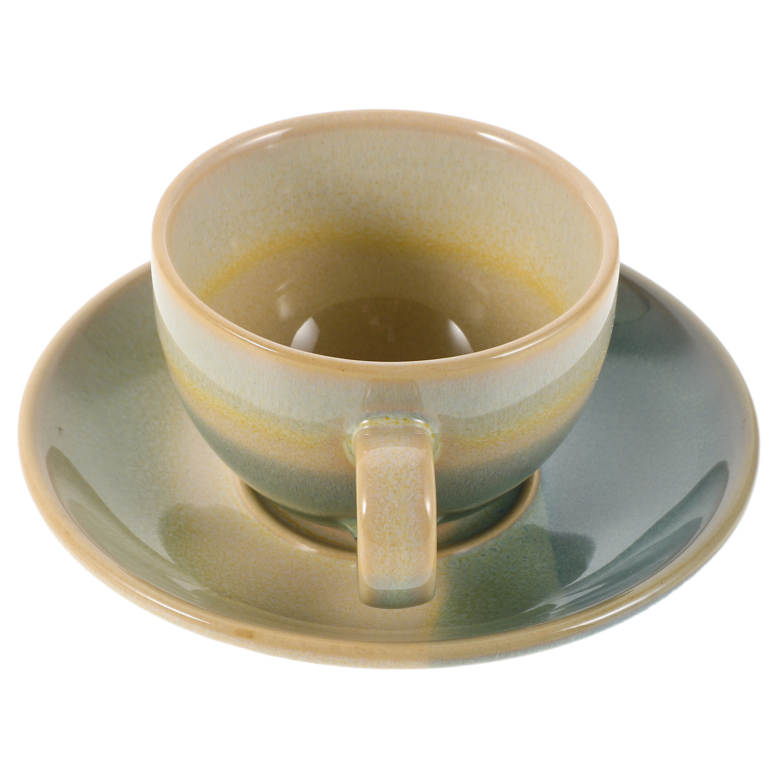 Espresso Cup Saucer - ชุดแก้วกาแฟเซรามิกพร้อมจานรอง ดีไซน์วินเทจเรโทร ความจุ 90 มล. แก้วพอร์ซเลนสำหรับสำนักงาน