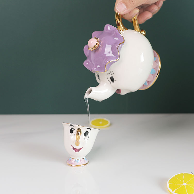 Coffee Tea Brew - กาน้ำชาพร้อมส่ง ลายการ์ตูนน่ารัก โฉมงามกับเจ้าชายอสูร แก้วกาแฟ มิสซิส พอตส์