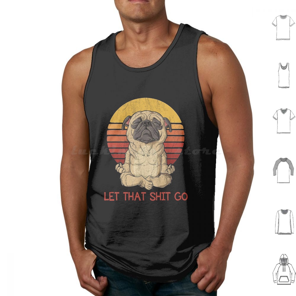 Coffee Tea Knits - Vintage Pug โยคะเสื้อกล้ามเสื้อกั๊กแขนกุด Vintage Pug โยคะ