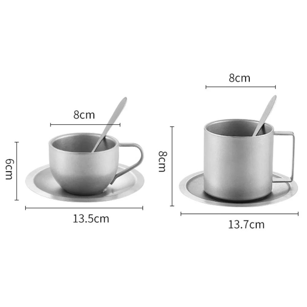 Double Wall Mug - ถ้วยกาแฟไทเทเนียมแบบสองชั้น, แก้วน้ำเก็บความร้อนสองชั้นสำหรับตั้งแคมป์, แก้วน้ำสำหรับกิจกรรมกลางแจ้งพร้อมหูจับ, ทนความร้อน, ผิวเรียบ