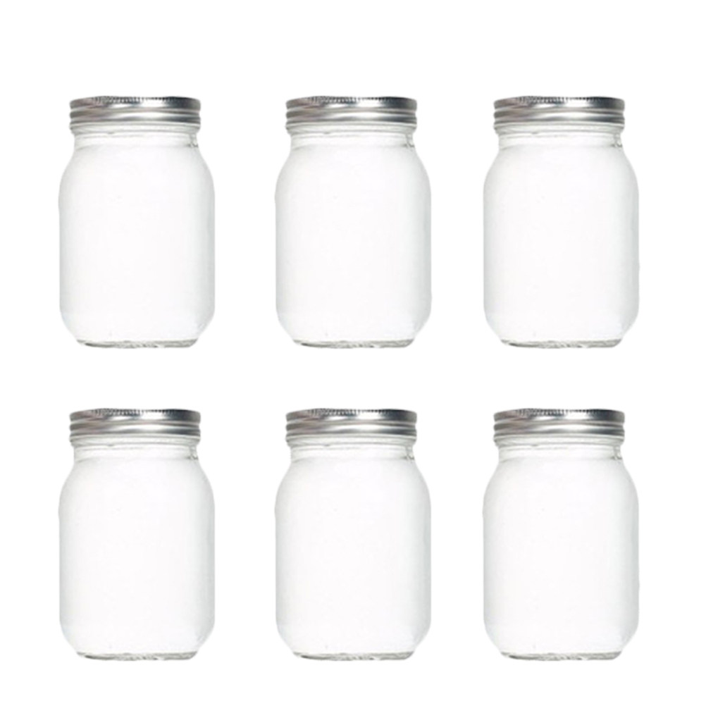 Coffee Tea Jars - ขวดแก้วใสทรงกลม 6 ชิ้น พร้อมฝาปิดสุญญากาศ สำหรับเก็บอาหาร กาแฟ