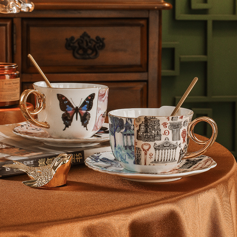 T And Tea Coffee - ยุโรปTürkiye Bone Chinaชุดถ้วยกาแฟและจานรอง,ชุดน้ําชายามบ่ายวินเทจ,กล่องของขวัญระดับสูง
