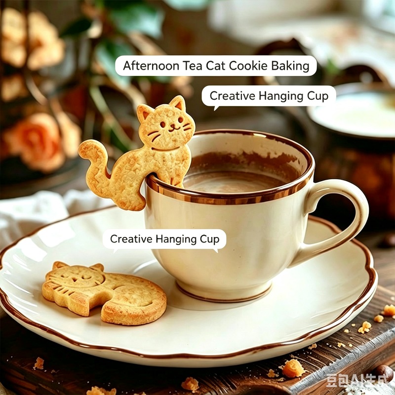 Mug Tea Coffee - เครื่องตัดคุกกี้รูปแมวแบบแขวน ลายการ์ตูน, แม่พิมพ์กดรูปแมวน่ารักสำหรับทำขนม, อุปกรณ์ตกแต่ง DIY สำหรับตกแต่งถ้วยกาแฟและถ้วยชา