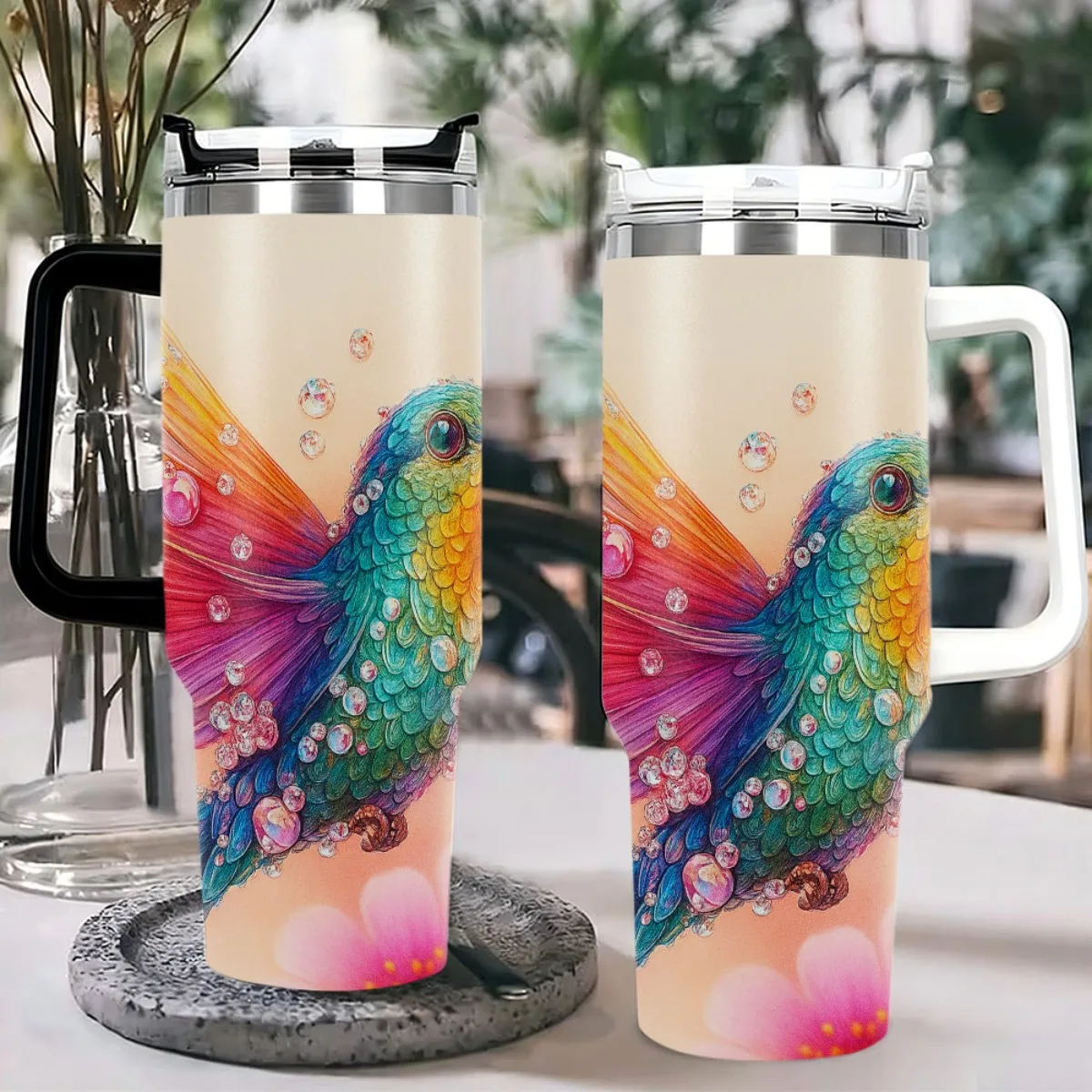 T And Tea Coffee - แก้วน้ำในรถยนต์ความจุขนาดใหญ่ 40 ออนซ์ รุ่นที่สอง พร้อมฝาล็อคแบบรุ่นที่สาม ฝาปิด