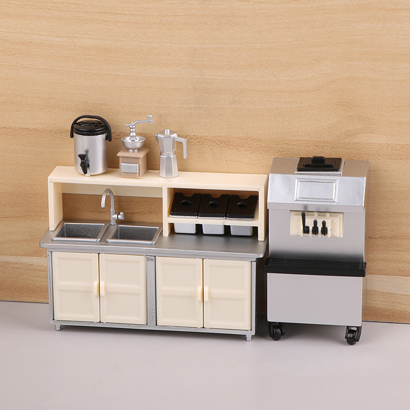 Coffee Tea Machine For Home - 1:12 ตุ๊กตา MINI ร้านชานมเครื่องทำไอศกรีมหม้อกาแฟพลาสติกชุดเครื่องประดับตกแต่งบ้านห้องครัวตกแต่ง