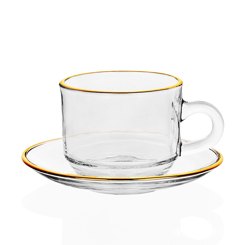 ถ้วยกาแฟแก้วขอบทองแก้วคู่คู่รั - Espresso Cup Saucer บทวิจารณ์และราคา