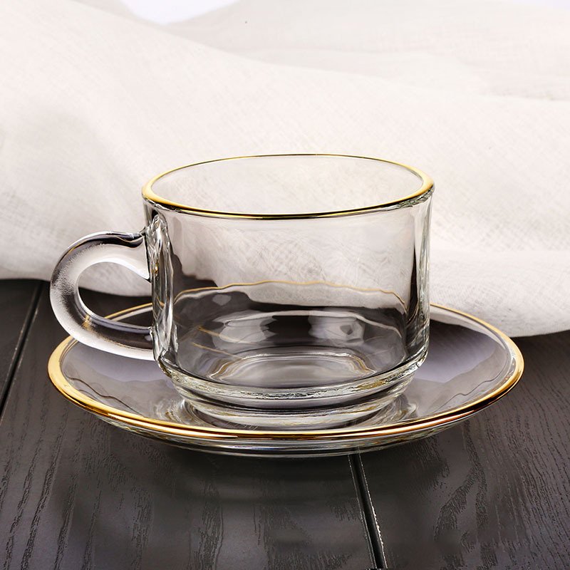 ถ้วยกาแฟแก้วขอบทองแก้วคู่คู่รั - Espresso Cup Saucer บทวิจารณ์และราคา