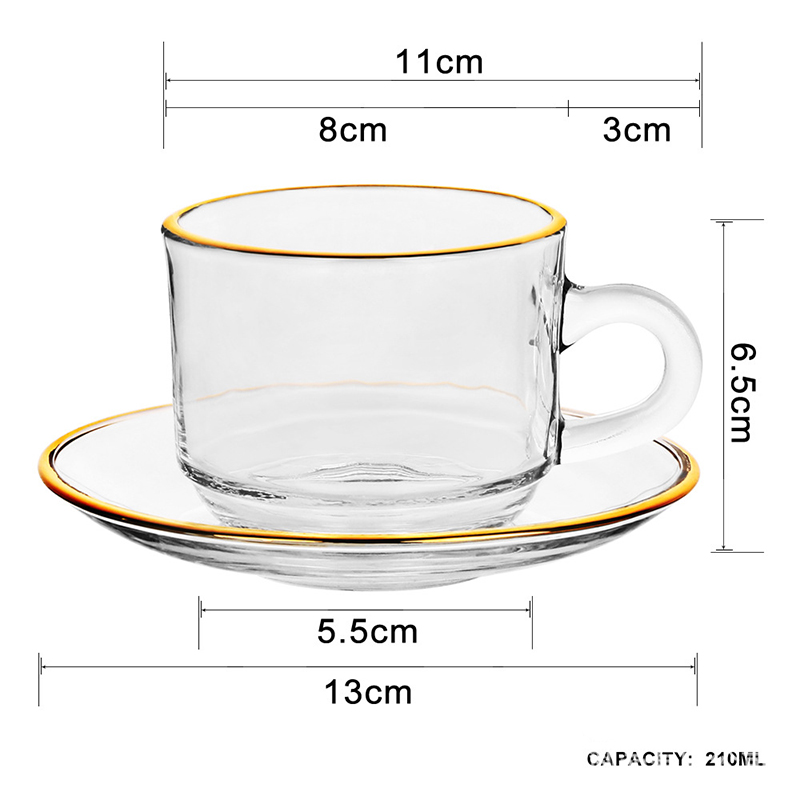 ถ้วยกาแฟแก้วขอบทองแก้วคู่คู่รั - Espresso Cup Saucer บทวิจารณ์และราคา