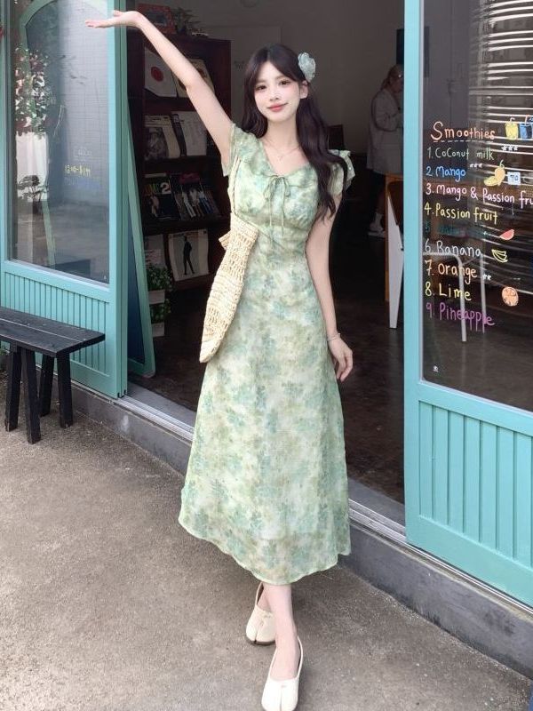 เดรสยาวลายดอกไม้สำหรับผู้หญิง  - Coffee Tea Weight Loss บทวิจารณ์และราคา