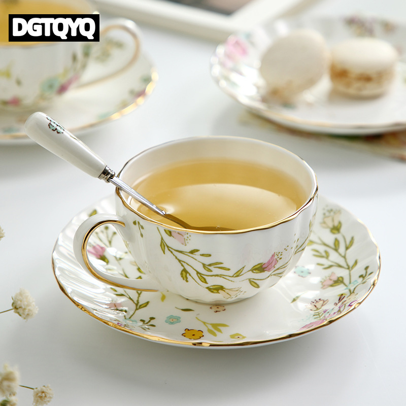 ชุดถ้วยกาแฟเซรามิกวินเทจลายดอก - Espresso Cup Saucer บทวิจารณ์และราคา