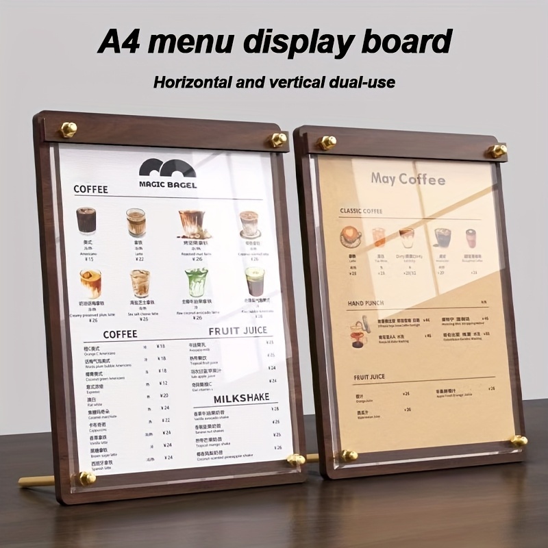 1 PC ไม้เดสก์ท็อปคลิป A4 ตาราง - Coffee Tea Menu บทวิจารณ์และราคา
