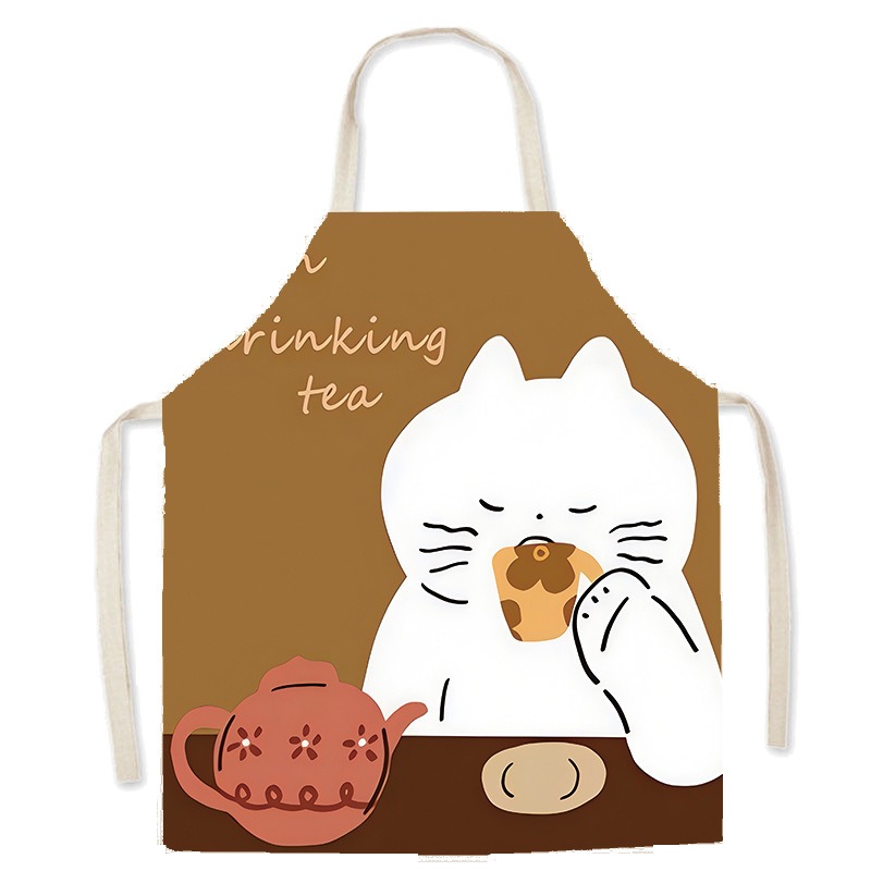 ผ้ากันเปื้อนลายแมวขาวน่ารัก สำ - Coffee Tea Knits บทวิจารณ์และราคา