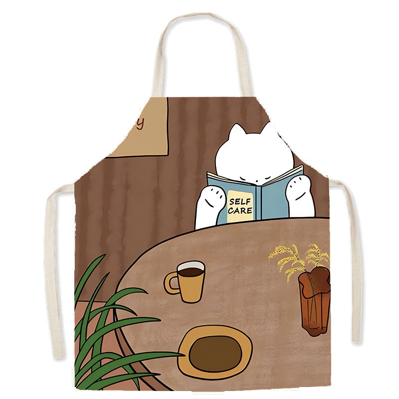 ผ้ากันเปื้อนลายแมวขาวน่ารัก สำ - Coffee Tea Knits บทวิจารณ์และราคา