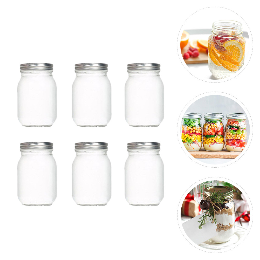 ขวดแก้วใสทรงกลม 6 ชิ้น พร้อมฝา - Coffee Tea Jars บทวิจารณ์และราคา