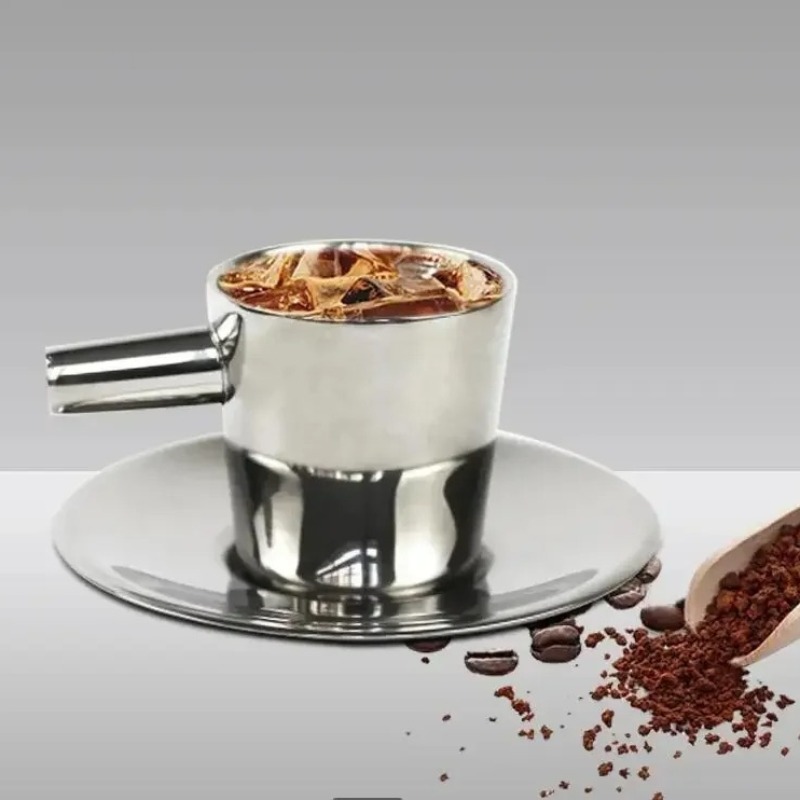 แก้วกาแฟสแตนเลส 2 ใบ พร้อมจานร - Double Wall Mug บทวิจารณ์และราคา