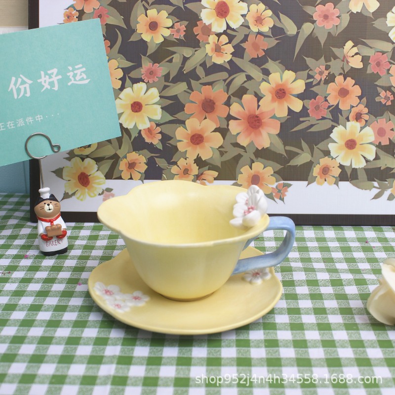 ชุดถ้วยกาแฟและจานรอง ลายกลีบดอ - Espresso Cup Saucer บทวิจารณ์และราคา