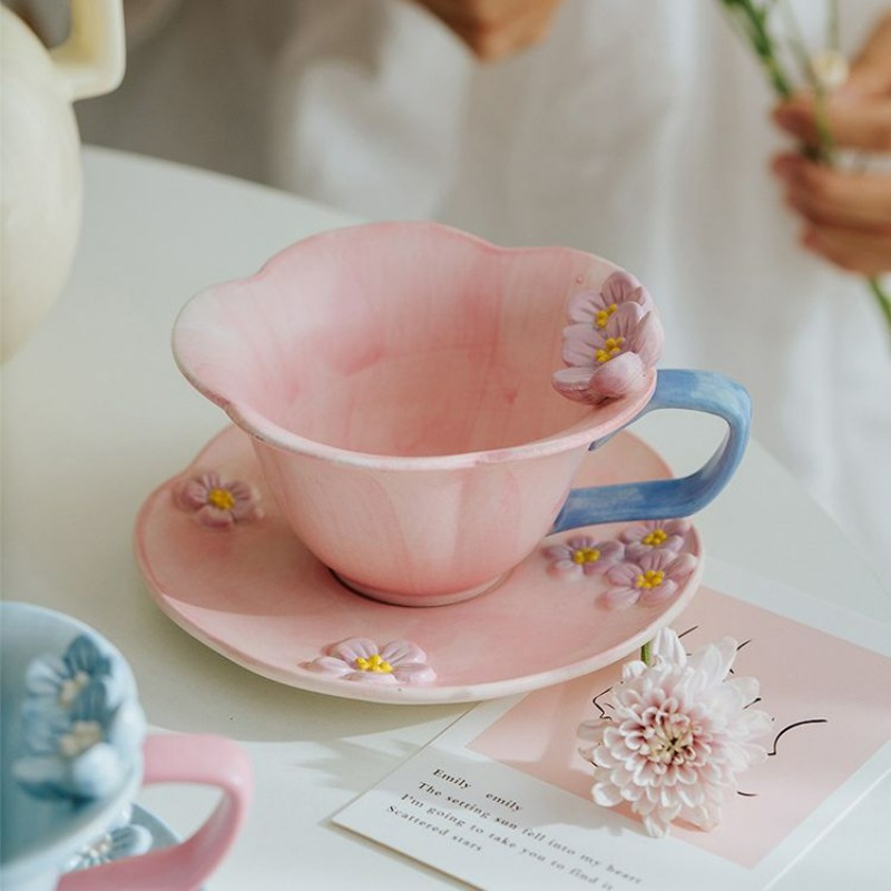 ชุดถ้วยกาแฟและจานรอง ลายกลีบดอ - Espresso Cup Saucer บทวิจารณ์และราคา