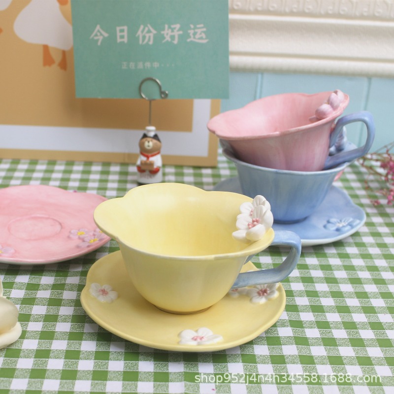 ชุดถ้วยกาแฟและจานรอง ลายกลีบดอ - Espresso Cup Saucer บทวิจารณ์และราคา