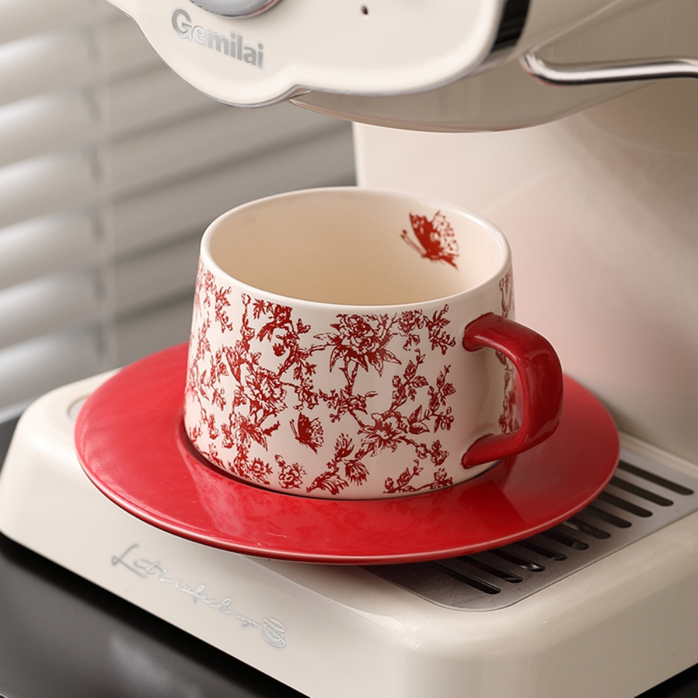 แก้วกาแฟลายดอกไม้สไตล์วินเทจพร - Espresso Cup Saucer บทวิจารณ์และราคา