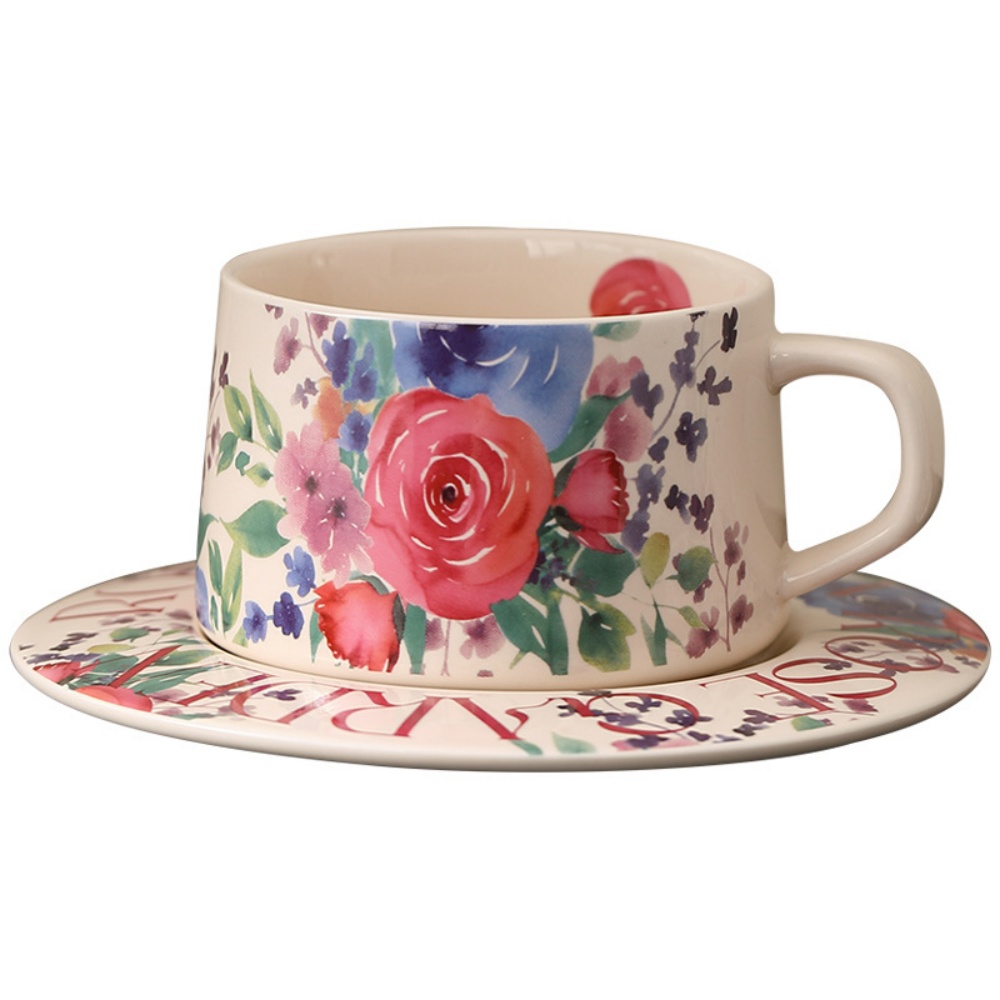 แก้วกาแฟลายดอกไม้สไตล์วินเทจพร - Espresso Cup Saucer บทวิจารณ์และราคา